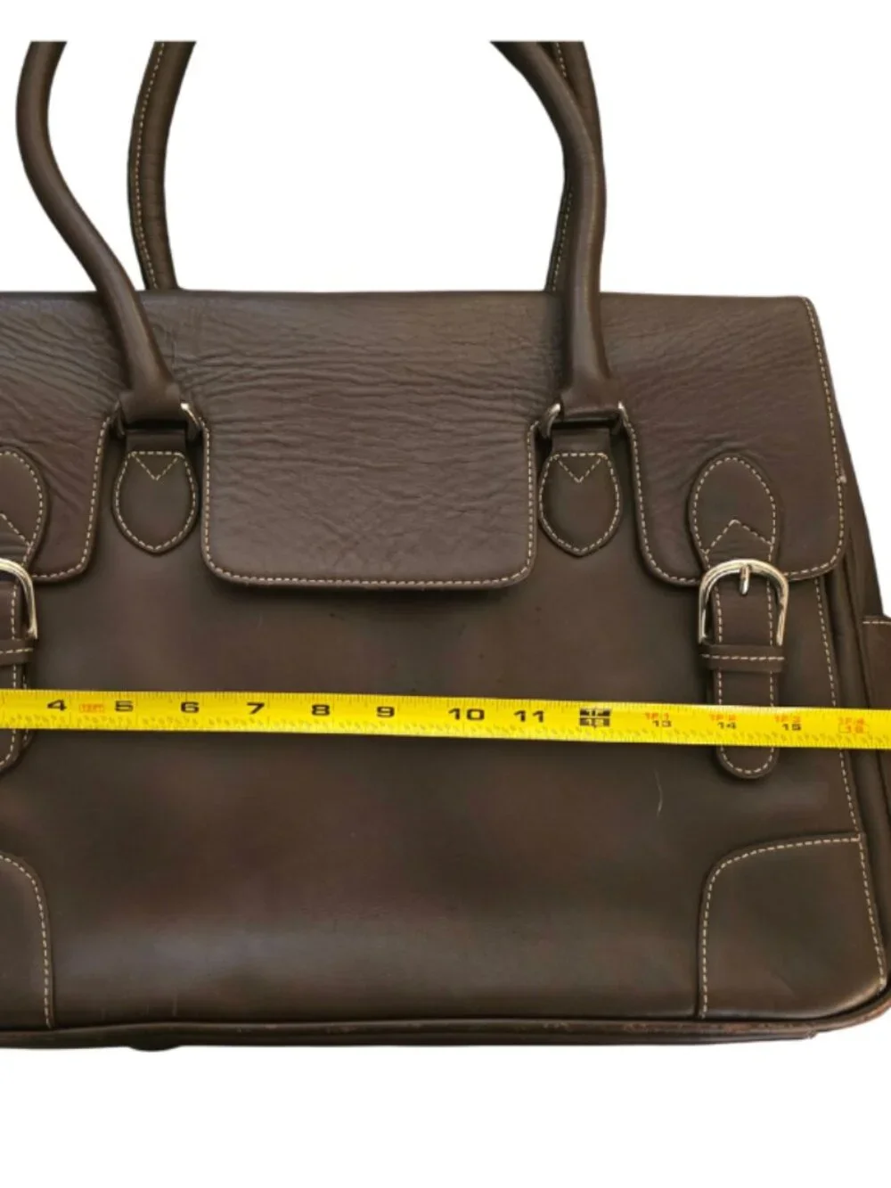 Levenger Genuine Leather Expandable Briefcase Laptop Shoulder Bag Dk Brown